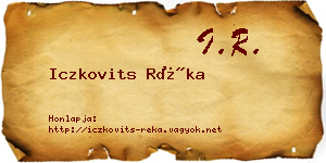 Iczkovits Réka névjegykártya